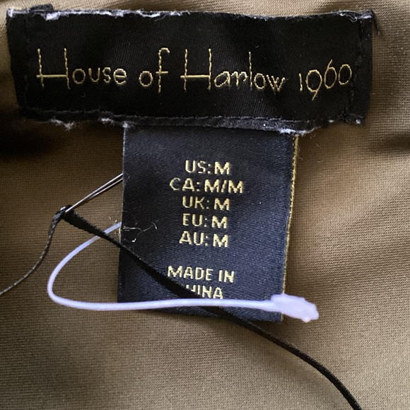 House of Harlow 1960 Satin Slip Dress w/Braided Strap Olive Green M - Picture 6 of 7